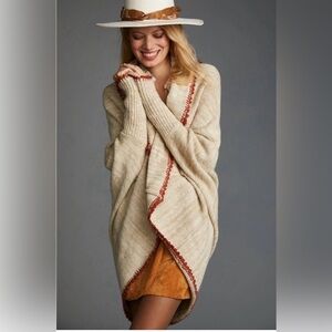 Anthropologie Beige FOX Cardigan Sweater 2X